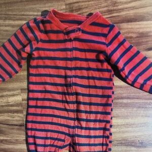 Striped Red and Navy Kids One-Piece Sleeper
